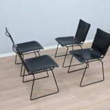 Leather stacking chairs by Toyoda Hiroyuki for ICF 1980s, set of 4