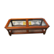 Table basse en merisier plateau verre cannage