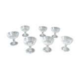 Set of 7 old champagne glasses in cut crystal