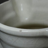 Large Art Deco toilet bowl, antique cracked faience.