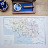 Printed in 1889, the Morbihan, old map.