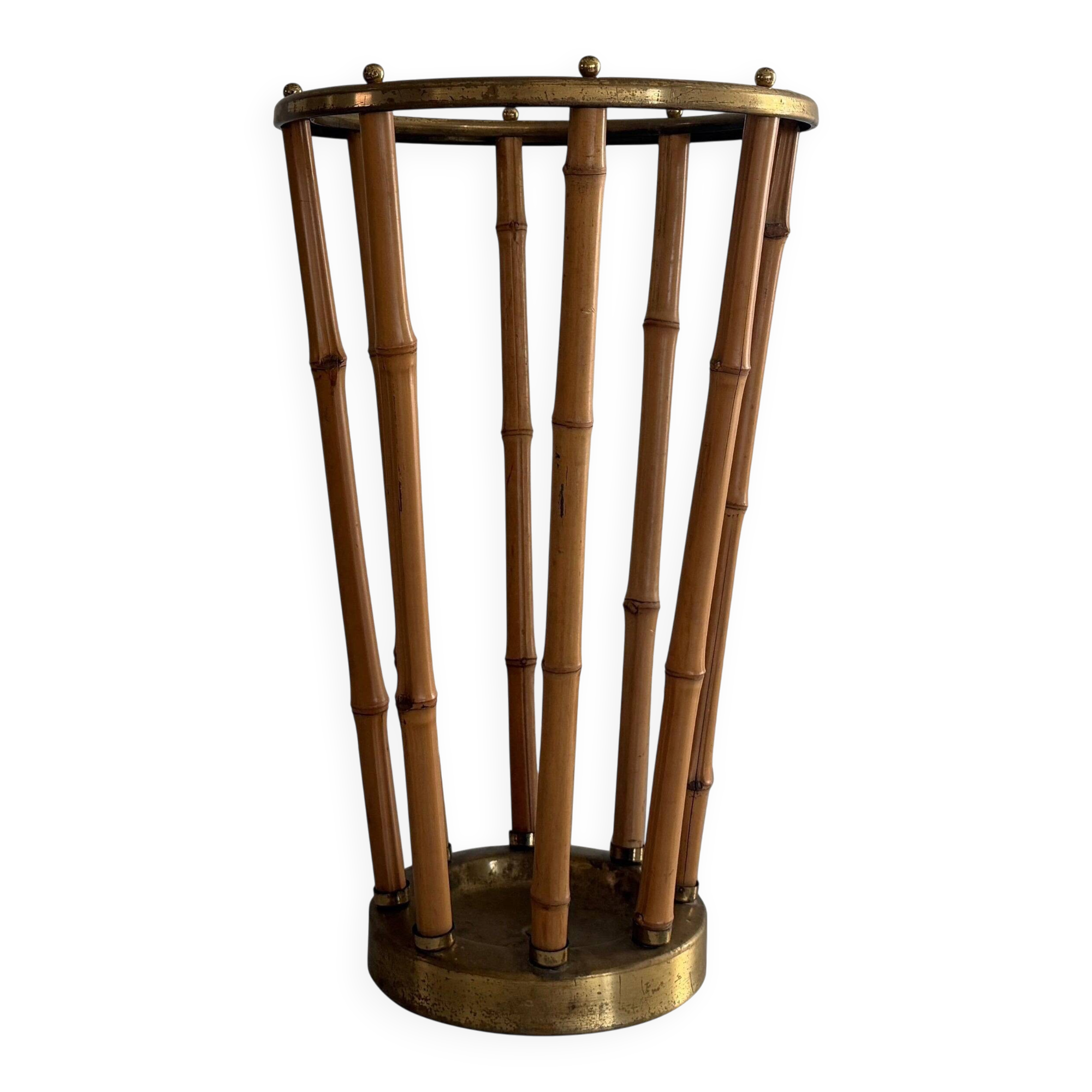 Bamboo and brass umbrella stand, 1960s, Germany