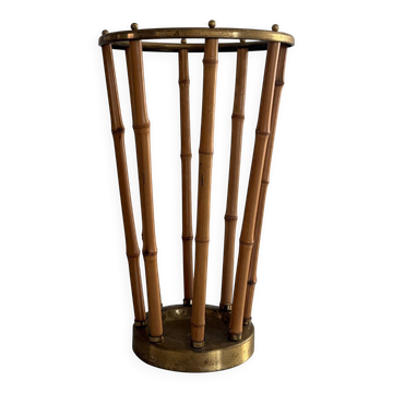 Bamboo and brass umbrella stand, 1960s, Germany