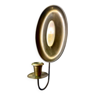 Vintage  Brass Wall mirrored Candle Sconce height 25 cm