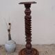 Column in walnut wood twisted in hollow, rustic vintage 60's years height 70 cm