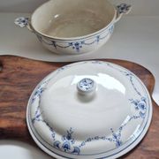 Iron earth soup tureen or vegetable dish bourgeois paris store model vieux lille blue garlands