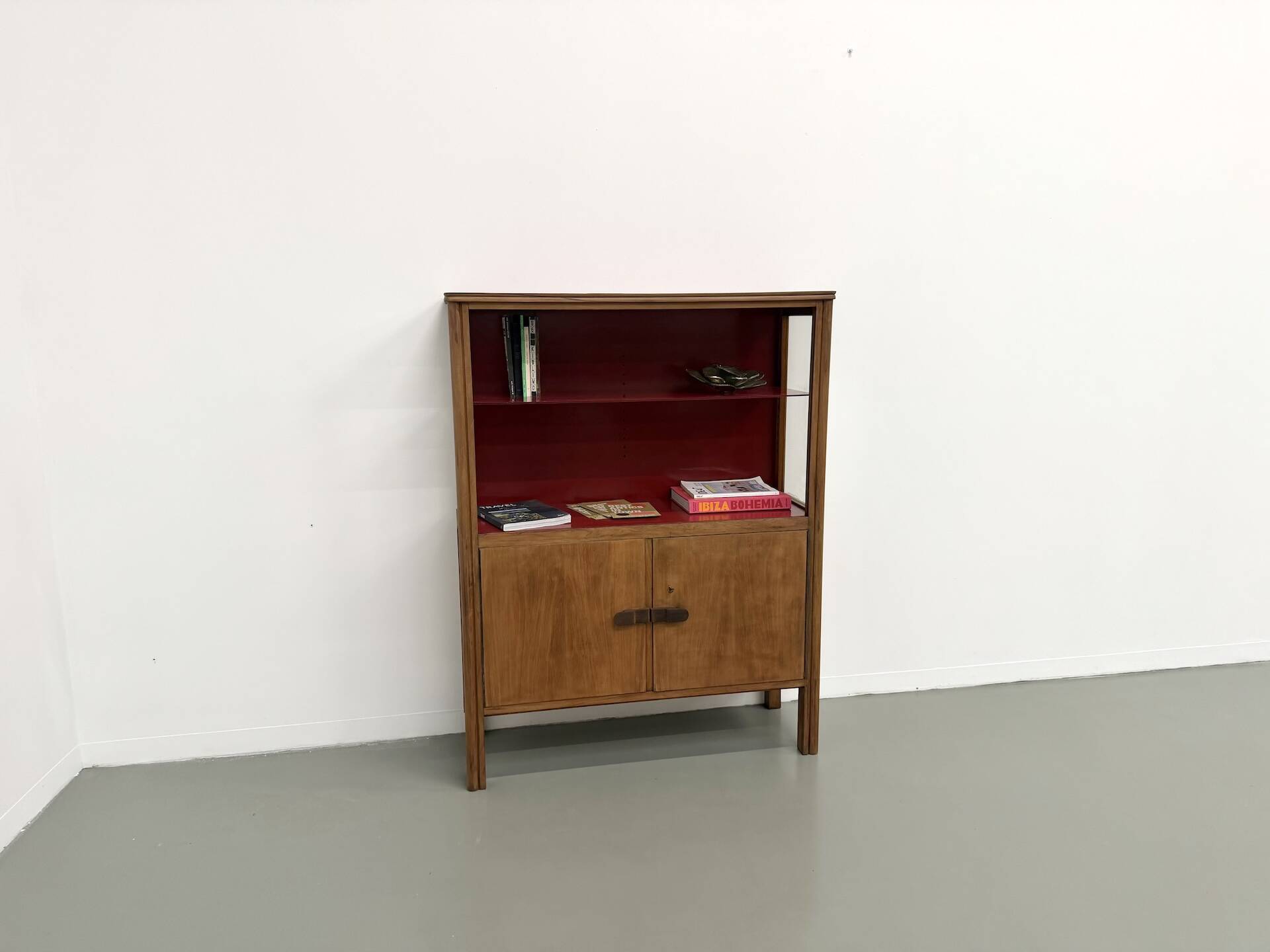 1950s Brazilian modernist library in exotic wood and lacquer.