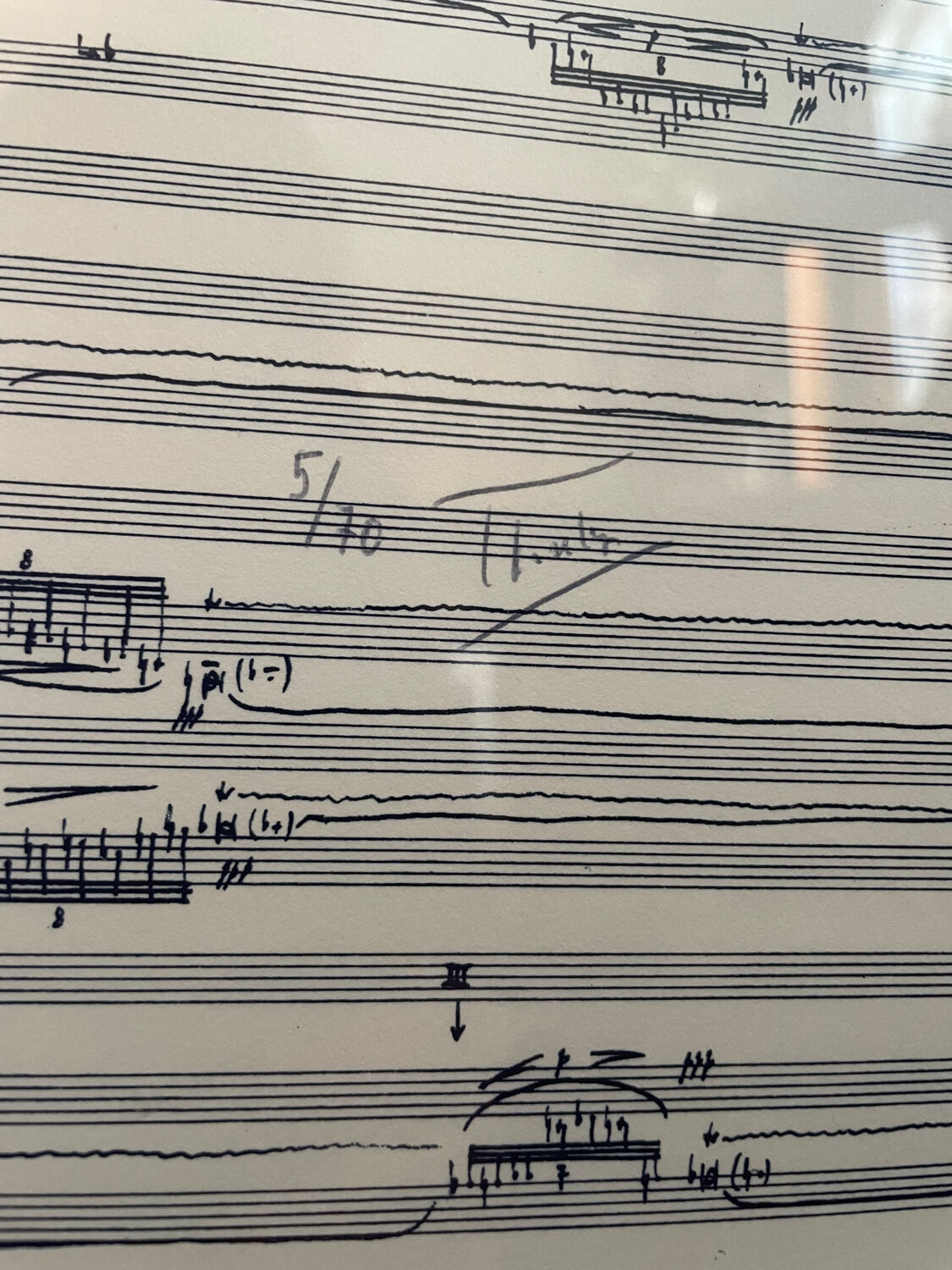 Rare framed lithograph of the score "Repons" by Pierre Boulez
