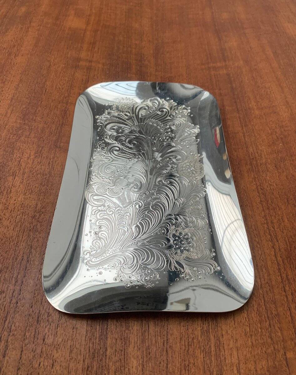 Vintage German floral metal plate by WMF