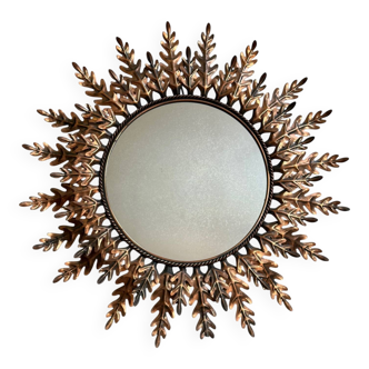 Round Sun Mirror iron from the 1950s Italy