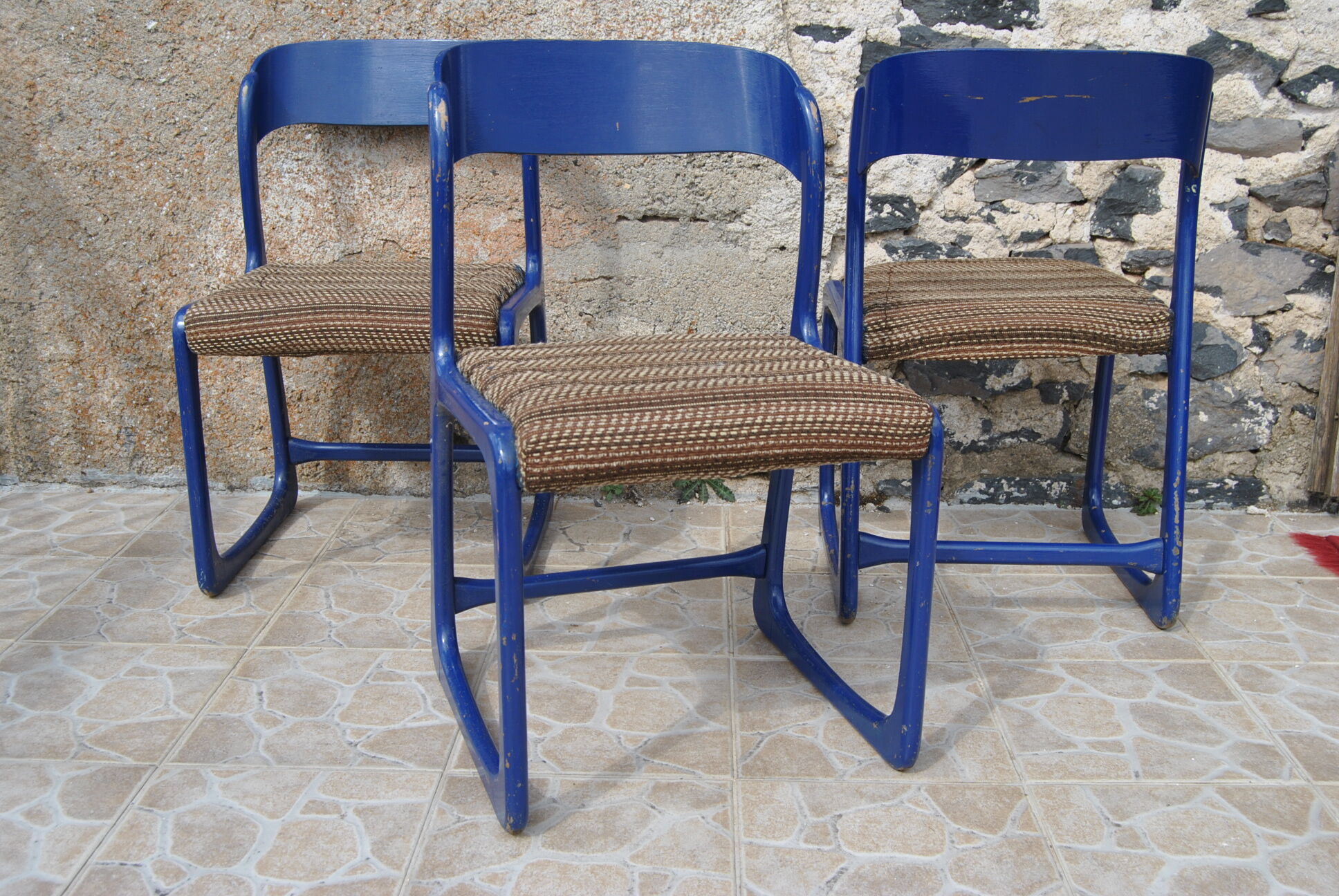 Set of 3 chairs Baumann Sleigh 60s/70s