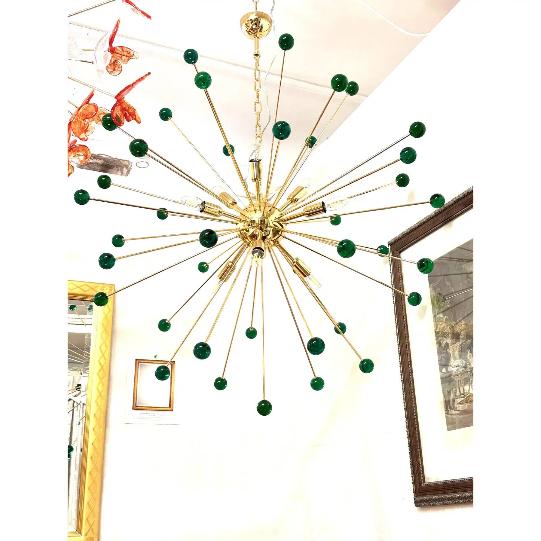 Contemporary Green “Star” Murano Glass Sputnik Chandelier