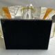 Empty art deco perfume bottle in amber crystal