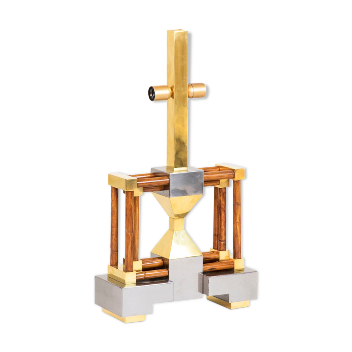 Bamboo, gilded and silver brass lamp foot, 1970s