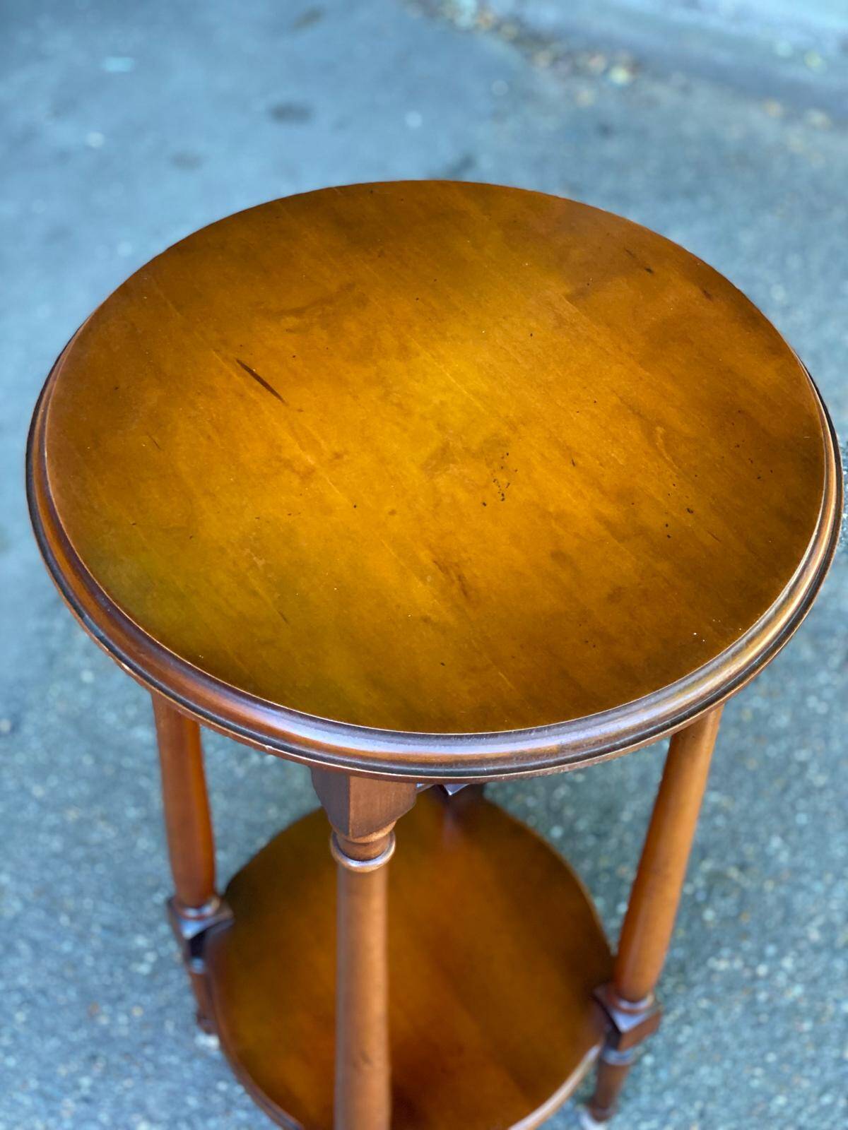 Vintage Louis XVI round solid wood side table 1970