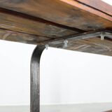 1970s Pine Tree Bench with Iron Base, Czechoslovakia
