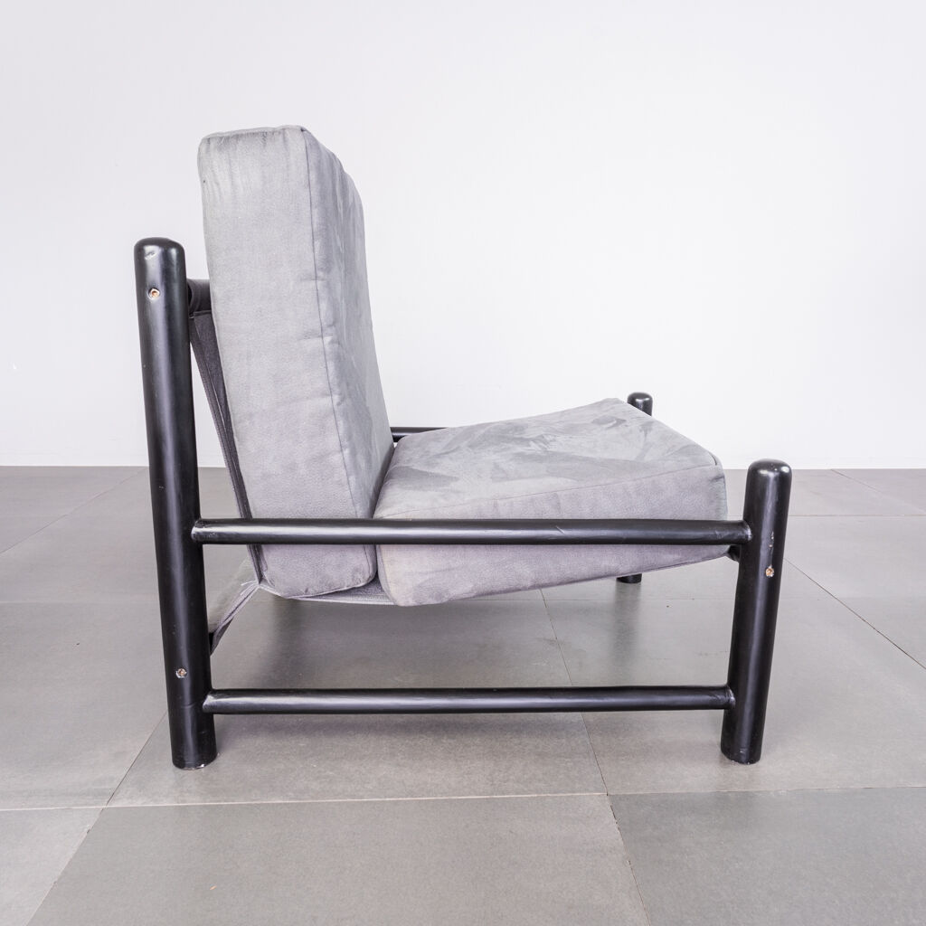 Pair armchairs black velvet 70