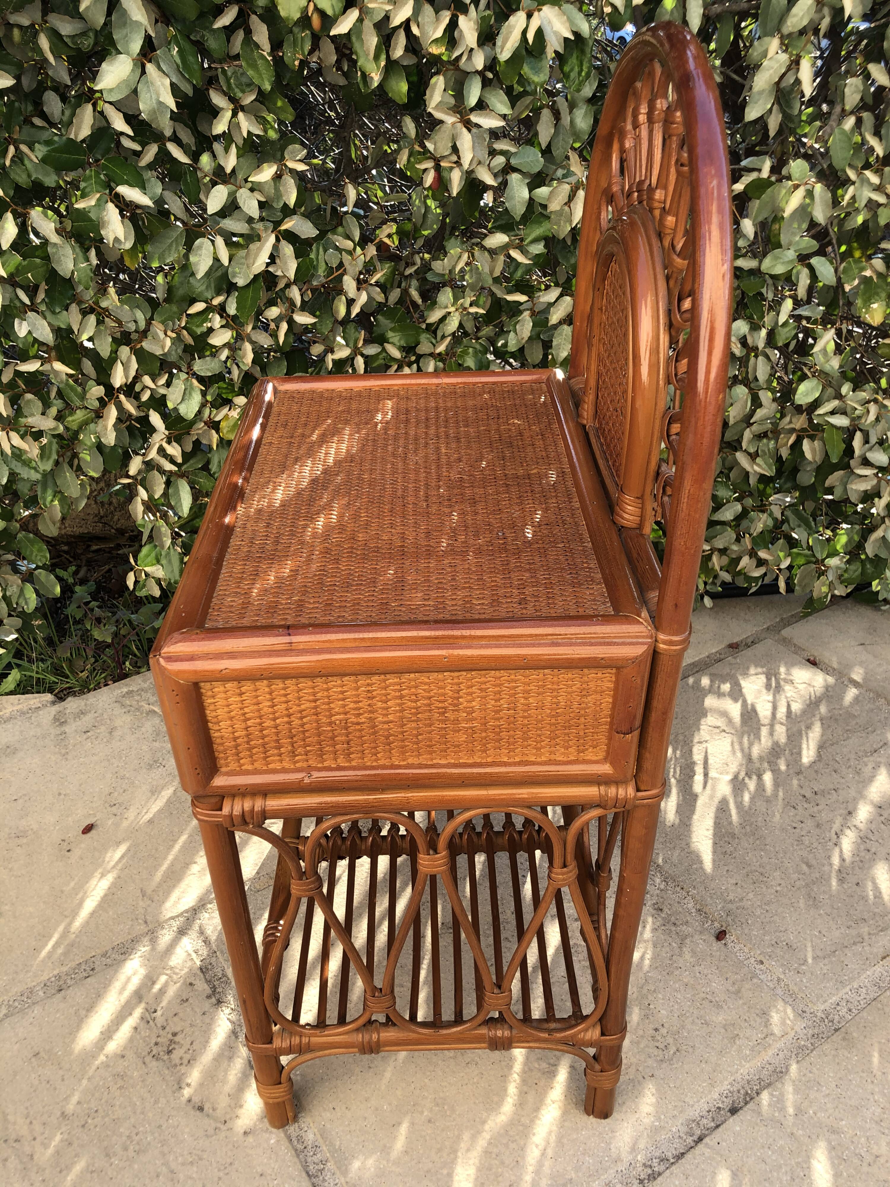 Rattan bedside and vintage bamboo