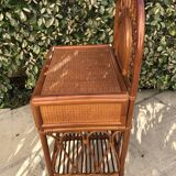Rattan bedside and vintage bamboo