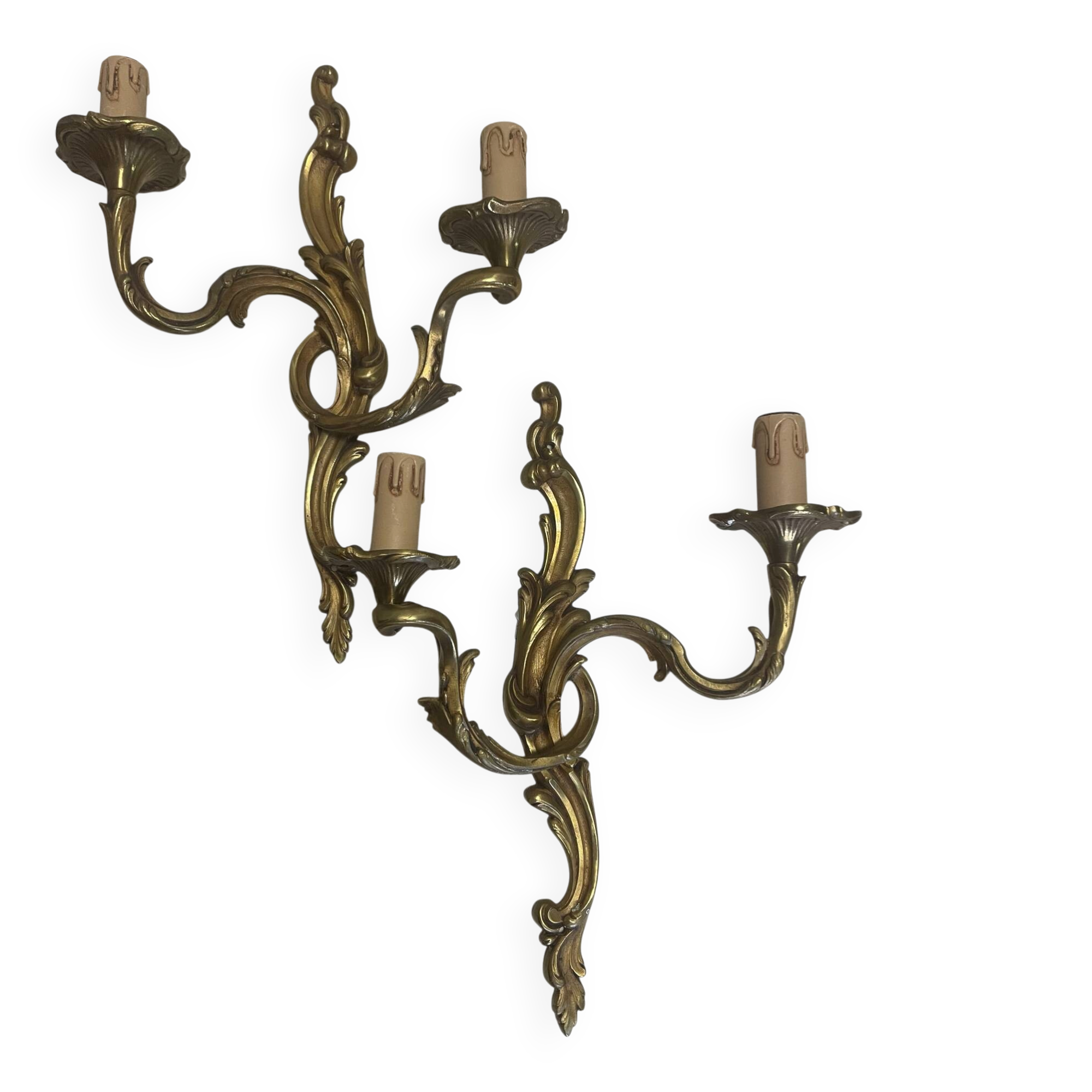 Set of 2 Louis XV bronze wall lights
