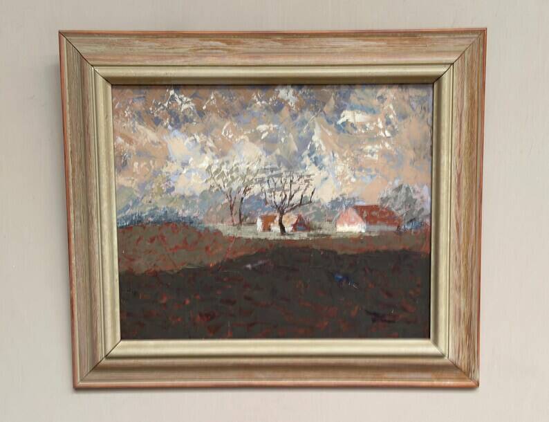 Original Swedish Oil on Panel – “Landscape” by Bertil Wahlberg – Signed – Vintage and Framed – 48 × 41.5 cm (18.9" × 16.3")