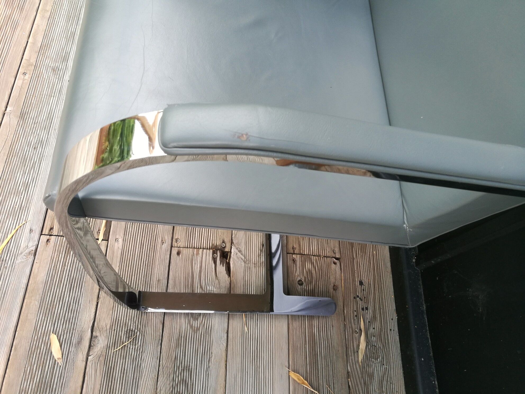 Gray skai chrome design armchair