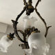 Ancien lustre cage en bronze et 4 feux tulipe