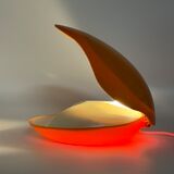 Rare 70s Oyster Lamp Gamma3 - Space Age Table Light Made in Italy - Unusual Orange Lamp