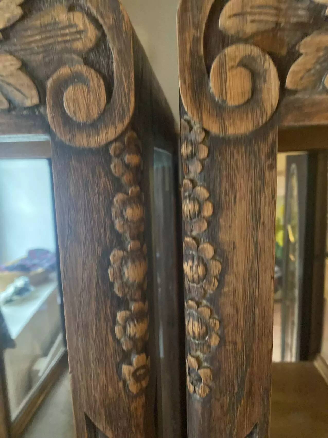 Pair of Art Deco display cabinets in solid oak