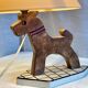 Vintage 1970s polychrome wooden lamp in the shape of a dog.
