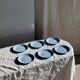 Set of 6 vintage blue dessert plates D18 (1)