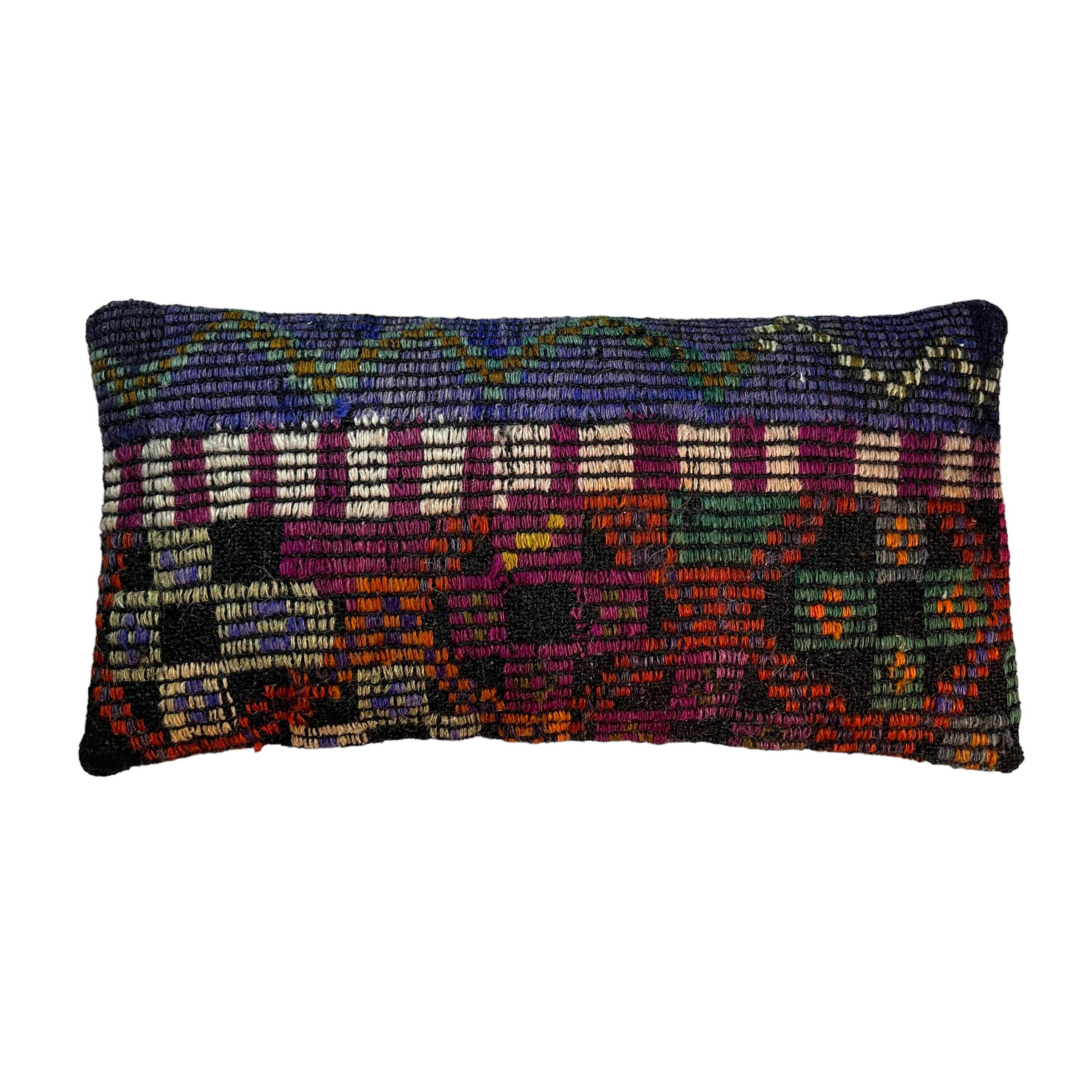 Vintage turkish kilim cushion cover , 30 x 60 cm