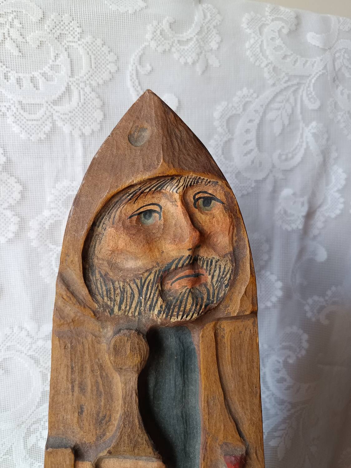 Bas-relief sculpture of Saint Roch and his dog - 20th Century Folk Art