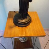 Formica side shelf, 2 shelves, gold metal - 60s