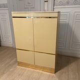 High sideboard, ivory lacquer, gilded and travertine, 1970s