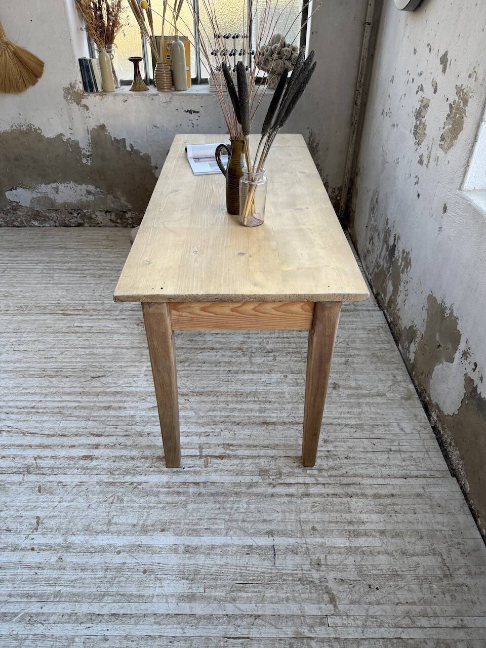 Table de ferme en pin et chêne