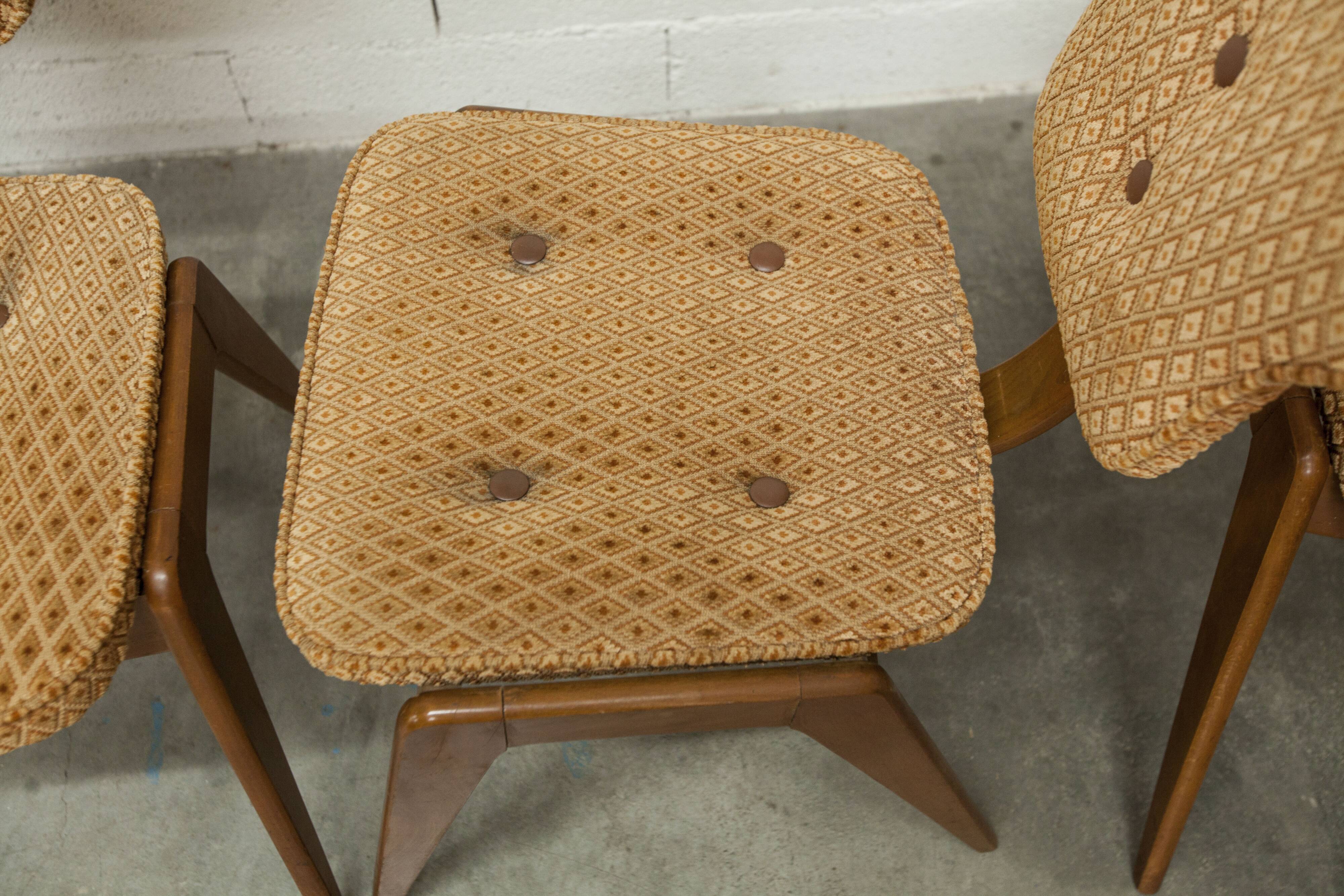 4 chairs and 2 Lounge armchairs by Roger Landault, ABC edition, 1950.