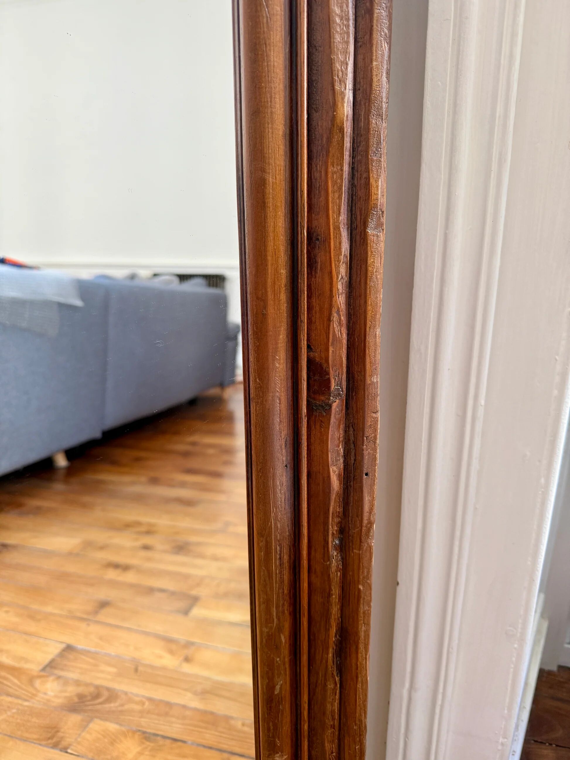 Light wooden tabletop mirror - vintage charm