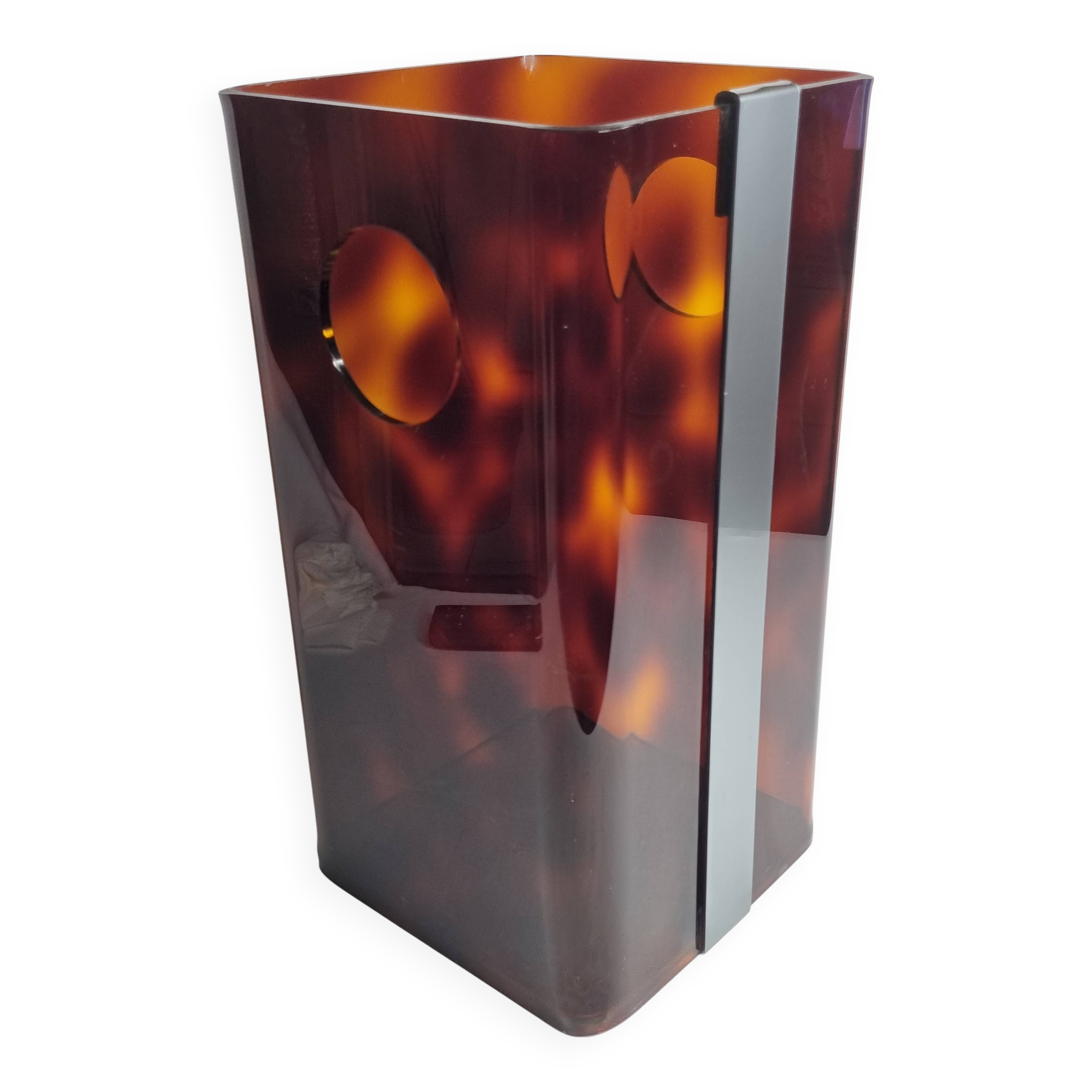 Tortoiseshell Lucite wastepaper basket by Michel Dumas for Roche Bobois, 70