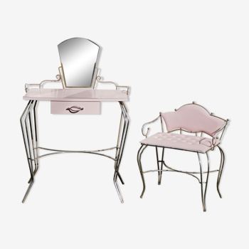 Pink shapeica serving table with chair 1960