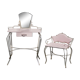 Coiffeuse en formica rose avec fauteuil capitonné 1960