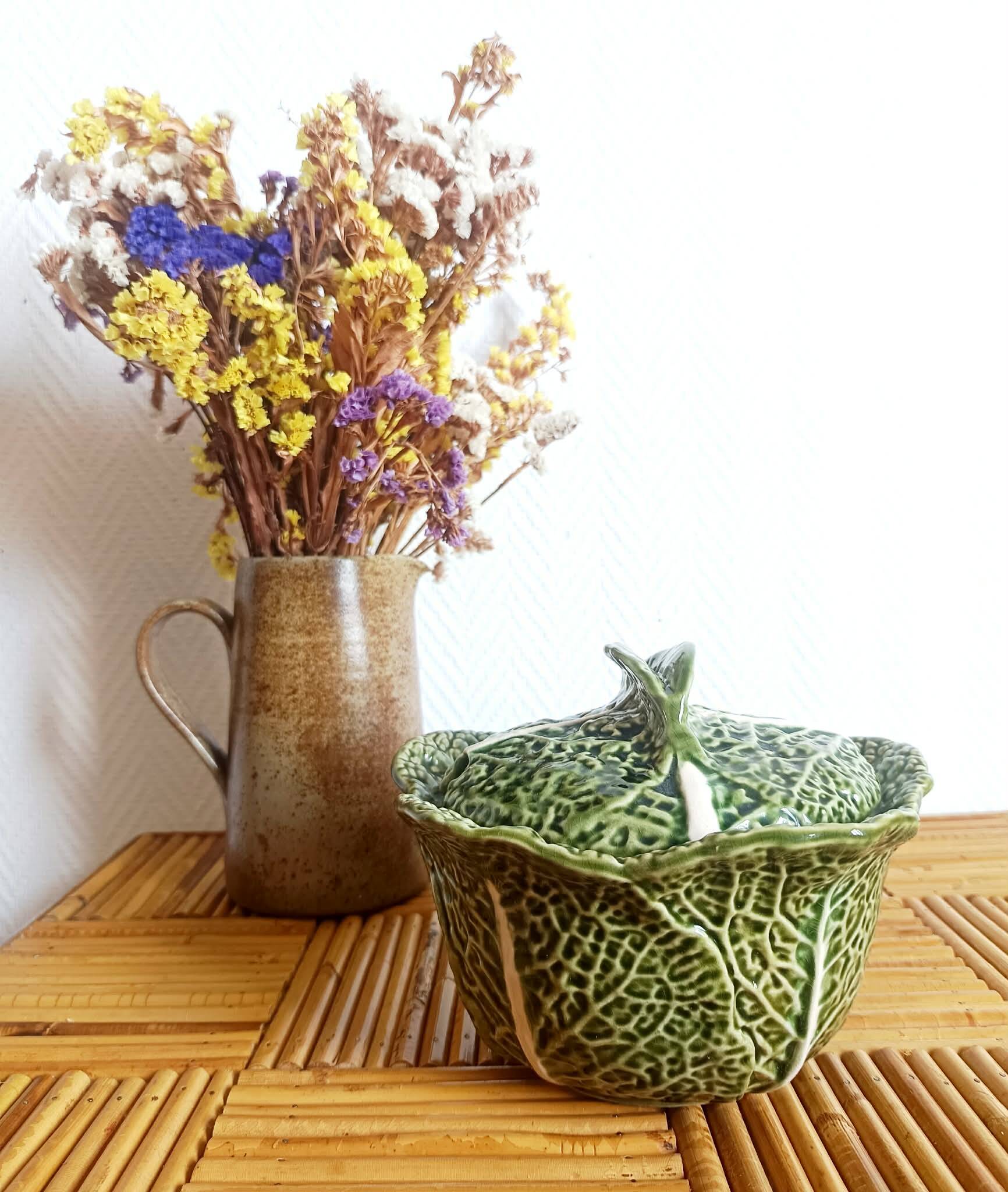 Vintage soup tureen cabbage in faience