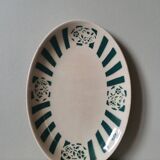 Vintage iron earthenware plate with green Cuban flower pattern