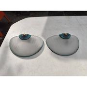 Paire d'appliques art déco verre opalin cuivre et laiton