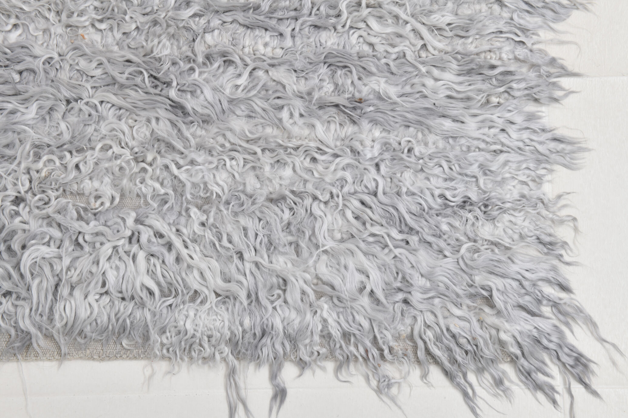 Wool gray turkish runner rug 262x96cm
