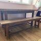 Solid elm wood farmhouse table and bench set