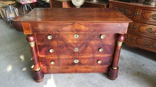 COMMODE EMPIRE 4 TIROIRS EN ACAJOU DU XIX ème SIECLE