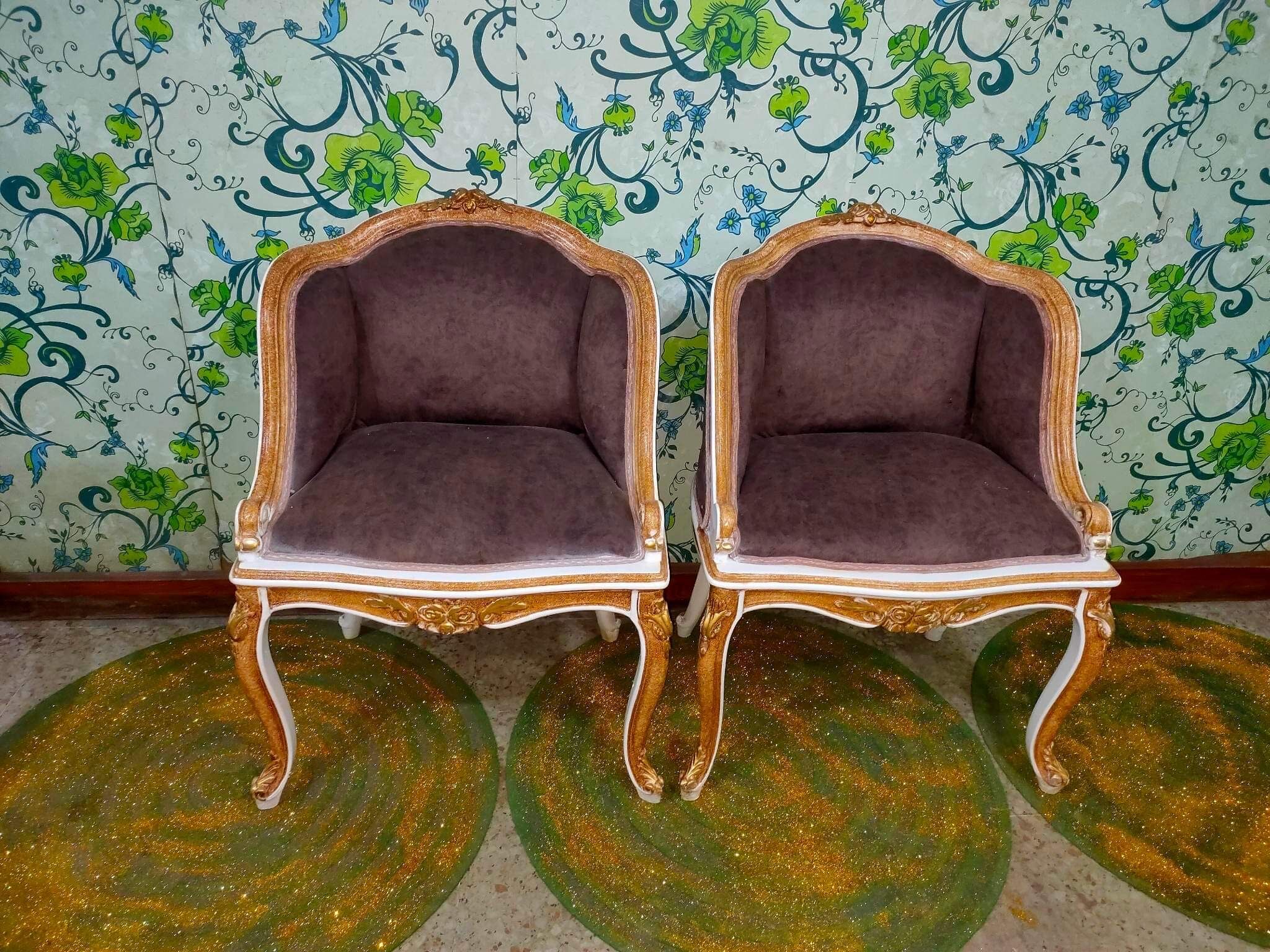 A pair of armchairs Louis XV style