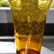 Large vase signed Biot in amber colour.