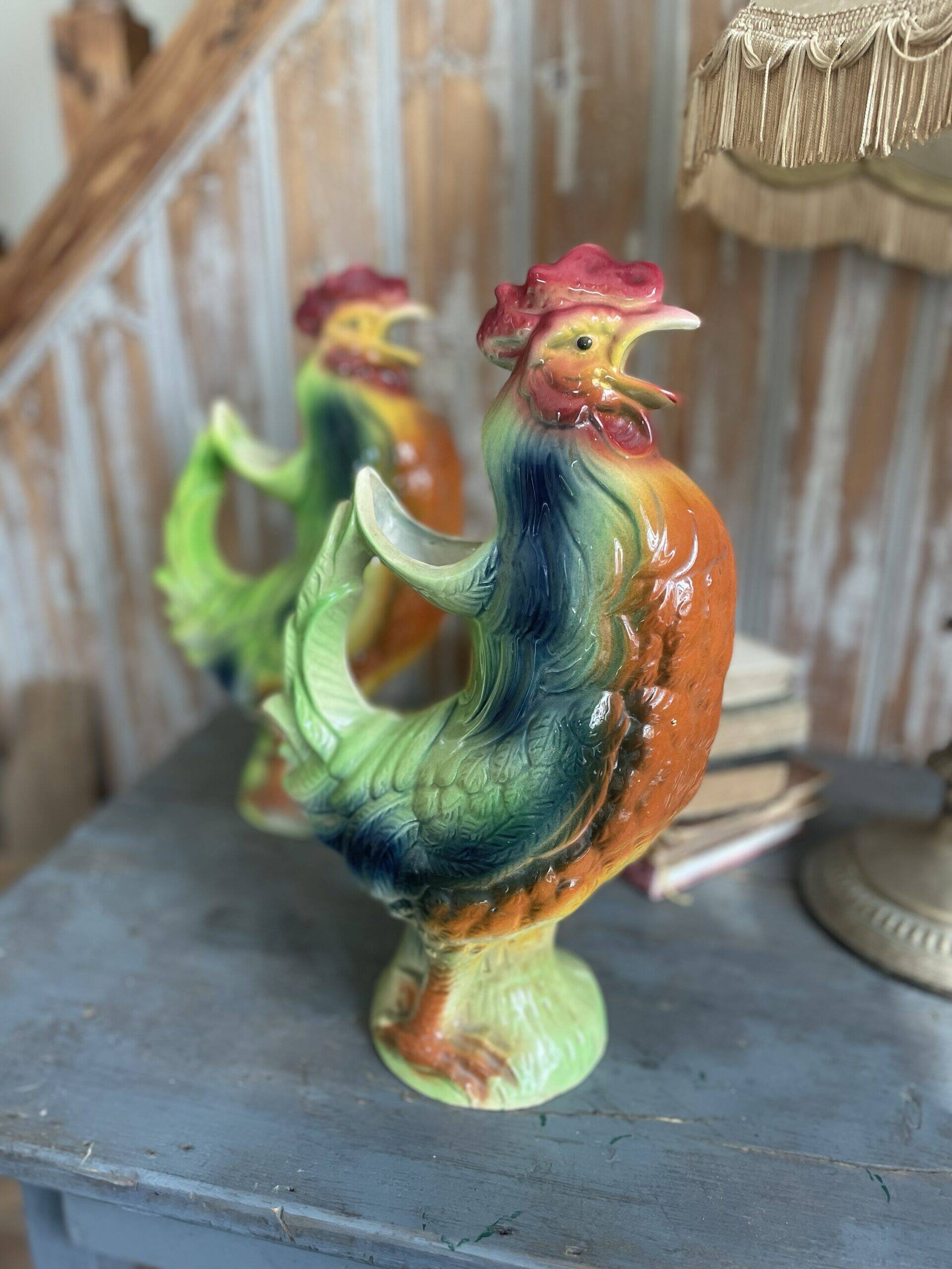 Saint-Clément rooster barbotine jug